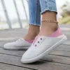 Zapatos de Lona Blancos para Mujer, Mocasines Casuales de Verano, Tenis Cómodos de Caña Baja, Zapatos Blancos