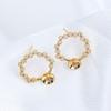 Brincos de Pérola Estilo Qiao Mei Injetados em Ouro 14K Domésticos S925 Agulha de Prata Suporte Vazado Acessórios DIY Acessórios Fada Elegante