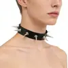 Collar Gargantilla de Cuero de Diseño Único para Mujer, Gargantilla Punk Harajuku Gótico Negro con Pinchos