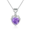 Collar de plata colgante de topacio natural cristal azul púrpura Estrella del Océano collar con forma de corazón cadena corta para clavícula joyería