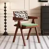 Silla de Comedor de Madera Maciza para el Hogar, Silla Chandigarh Estilo Mediados de Siglo, Silla con Reposabrazos Suaves Estilo Wabi-Sabi, Silla de Ratán para Ocio