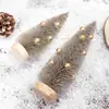 Árbol de Navidad Mini Dorado con Purpurina 15/20cm con Bolas Doradas y Base de Madera Adorno de Decoración Navideña Modelo Nuevo Transfronterizo