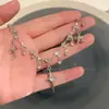 Atmósfera ~ Collar de Borlas Cruzadas Zirconia Super Brillante Diseño de Nicho de Alta Gama Accesorios de Cadena para Clavícula Personalizados
