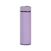 Botella de agua inteligente con aislamiento al vacío y pantalla de temperatura, con infusor de té, juego de regalo, pantalla de temperatura, recubrimiento de goma, vaso recto para negocios, logo personalizado