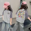 Camiseta de Verano para Niña de Manga Corta 100% Algodón Nuevo Estilo 2026 Camiseta Fina de Verano con Media Manga para Niños Niñas t