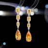 Brincos de Indústria Pesada Levemente Luxuosos e Elegantes Brincos Longos em Forma de Gota Franceses Modernos de Alto Padrão com Zircônia para Vestido de Jantar