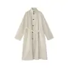 Novedad para Otoño 8/03 Principios de Otoño Estilo Coreano Estilo Británico Cinturón de Corbata Cuello Alto Largo Elegante Gabardina para Mujer F6628