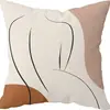 Funda de Almohada Abstracta Línea del Atardecer Arte Moderno Minimalista Sala de Estar Sofá Cojín para Ventana Abuhardillada Material de Lino Geométrico