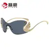 Gafas de Sol Sin Montura de Estilo Nuevo Europeo y Americano, Diamante Cisne de Alta Gama, Una Pieza, Personalizadas, Versátiles, de Moda, Gafas para Mujer