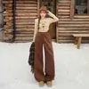 Coleção outono/inverno 2026 transfronteiriça: Calça estilo americano de 5 cores, cintura alta, modelagem solta, perna larga, calça esportiva versátil com forro de fleece, cordão e design de perna reta para uso casual