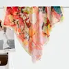 Estilo chino estilo pintura al óleo camelia moderno gasa 90 pañuelo cuadrado grande bufanda de seda para mujer bufanda de primavera y otoño con temperamento para combinar con camisa chal