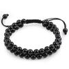 Pulseira de ágata preta natural ímã de obsidiana feldspato trançado duplo ajustável olho de tigre completo pulseira masculina