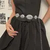 Corrente de Cintura com Pena Boêmia para Mulheres com Padrão de Costura de Turquesa Cinto Esculpido para Mulheres Decoração de Cintura Exposta de Verão Tendência