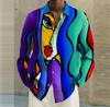 Comercio exterior europeo y americano Camisa de manga larga para hombre nueva de ocio personalidad retro impresión digital 3D camisa de talla grande ropa de hombre