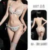 Lencería nocturna, conjunto sexy de tres piezas de encaje para sujetador y bragas, transparente y seductor, estilo deseo puro, 9887