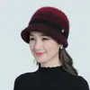 Sombrero para mujer de mediana edad y anciana, sombrero de invierno para hombre mayor, abuela, madre, con forro de polar, cálido, tejido de algodón, lana de conejo, sombrero para señora mayor