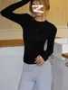 Camiseta base de cuello redondo, hombros rectos y manga larga para mujer, nuevo diseño ajustado para primavera y otoño, top que ciñe la cintura, adecuado para usar en capas