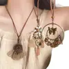 Collar Bohemio Retro Color Café con Borlas para Mujer, Cadena Larga para Suéter con Colgante Étnico Exótico, Accesorio Estilo Vacaciones
