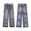 Al por mayor transfronterizo Galería Dept nuevos pantalones vaqueros microcosidos de empalme pintados a mano con costuras de tinta lavada, combinables para hombre