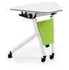 Escritorio de Oficina Multifuncional Mesa de Conferencias Plegable y Sillas Mesa Larga Móvil para Empalmar con Ruedas Combinación de Escritorio y Silla para Capacitación