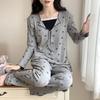 Pijama de Modal Primavera y Otoño con Almohadillas en el Pecho para Mujer, Conjunto de Ropa de Casa de Manga Larga Estilo Puro Lust de Gama Alta, Estilo Caliente para Transmisión en Vivo Dropshipping