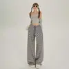 Pantalones de Pierna Ancha Sueltos de Estilo Nuevo de 2 Colores Retro Americano Versátiles Caídos Estilo Guadaña Pantalones Casuales de Otoño e Invierno para Mujer y Pantalones de Longitud Extendida