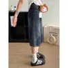 Jeans Cropped Azules Retro Americanos de Cintura Alta Adelgazantes para Mujer, Nuevo Estilo de Verano, Pantalones Rectos de Pierna Ancha Sueltos de Longitud Media
