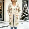 Nuevo cárdigan largo de punto con botones para Navidad, suéter abrigo de moda estampado para otoño e invierno, personalizado, casual para mujer