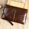 Bolso de Mano para Hombre de Cuero Genuino Bolso de Mano Casual para Hombre Bolso para Hombre de Piel de Vaca de Primera Capa Bolso para Teléfono Móvil Cartera de Gran Capacidad Venta al por Mayor