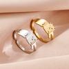 Anillo de acero inoxidable de moda europea y americana para mujer, lujo ligero, guepardo acostado, anillo abierto de gato, accesorios transfronterizos en stock, venta al por mayor