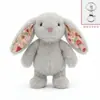 Pelúcia de Coelho Floral Coelho de Orelhas Caídas Fofo Boneca Companheiro Infantil Presente Boneca de Lançar para Casamento