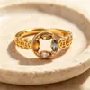 Anillo Abierto de Plata 925 Zirconia Marquesa Anillo de Moneda Antigua Piedra Preciosa Anillo de Mujer de Gama Alta de Nicho Lujo Ligero Venta al por Mayor