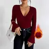 Blusas térmicas de outono e inverno femininas para uso transfronteiriço, outono modelador, estilo europeu e americano, sexy e estiloso, roupa íntima térmica com forro de fleece, novidades