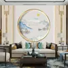 Nuevo Estilo Chino Fondo de Pared Circular para Sofá Papel Tapiz Lujo Accesible Zen Revestimiento de Pared Salón de Té 8D Salón de Belleza Mural Papel Tapiz Decorativo