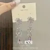 Pendientes Colgantes de Flor de Diamante Rosa con Forma de Lazo y Gota de Agua Llenos de Diamantes Lujo Resistentes Palacio Francés Boda Novia