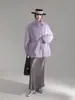 Abrigo de Terciopelo de Nube y Mohair con Cuello Alto, Diseño Minimalista para Mujer, Abrigo de Lana Holgado, Nuevo Abrigo de Otoño e Invierno
