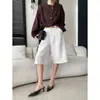 Cisnann Otoño Nuevo 100% Lino Estilo Old Money Elegante para Viajar Holgados de Pierna Ancha de Longitud Media Pantalones SN9277