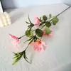 Buquê de Flores Artificiais de Margarida de Quatro Pétalas e Flor de Junco Estilo Europeu para Decoração de Casa, Flores Artificiais, Suprimentos para Casamento e Enfeites