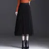 Falda Plisada Adelgazante de Cintura Alta Falda de Lentejuelas para Mujer Forma A Primavera y Otoño 2022 Longitud Media Doble Vista Gasa Gruesa