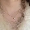 Colar Duplo Trevo de Quatro Folhas para Mulheres Prata S925 Banhado a Ouro 18K Design de Nicho Ins High-End Minimalista Exquisito Corrente para Clavícula