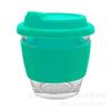 Taza de café de vidrio EK014 con anillo de silicona tapa de silicona 250ml resistente a altas temperaturas multicolor stock puntual logo