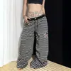 Pantalones casuales retro americanos nuevos de otoño, holgados y cómodos, con rayas de contraste, estilo hip-hop, pantalones de pierna ancha, perfectos para OOTD