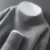 25 Estilos Nuevos de Suéteres 100% Lana Pura para Hombre, Suéteres de Punto Pulóver de Cuello Alto, Suéteres Casuales de Cachemir de Corte Holgado