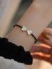 Pulsera de amor con forma de estrella y lazo de espinela negra de colores, estilo de lujo ligero, pulsera de perlas de agua dulce para mujer