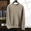 Suéter Masculino de Cashmere Gola Redonda Espessado Malha Trançada Lã Suéter Solto Casual Tamanho Plus Pulôver Manga Longa Camada Base