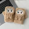 Luvas Infantis de Pelúcia Cartoon Sem Dedos com Estampas de Animais, Quentes e Espessas, Adequadas para Alunos Escrevendo, Luvas de Cinco Dedos à Prova de Vento e Resistentes ao Frio