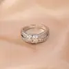Anillo para Mujer, Lujo Ligero, Nicho de Alta Gama, Anillo Exagerado de Zirconia, Anillo Sencillo, Anillo Abierto, Joyería de Reina Madre, No se Desvanece