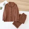 Pijama de Algodón Puro Tipo Japonés con Mangas Largas para Primavera, Otoño e Invierno, Conjunto de Ropa de Casa de Gasa de Cuatro Capas Unisex