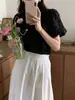 Foto Real en Stock de Camisa de Manga Corta Ligeramente Transparente con Cuello Redondo y Estampado Floral Dulce Estilo Coreano para Mujer, Nuevo Diseño Verano 2026 en 2 Colores