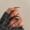 Anillo Abierto de Cruz con Gota de Agua Esmaltada Estilo Europeo y Americano Geométrico de Moda Estilo Ins Lujoso Ligero Anillo Versátil